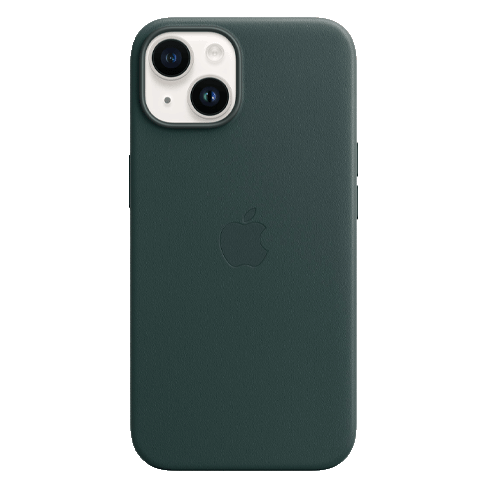 Apple iPhone 14 aizsargvāciņš (Leather Case with MagSafe) Tumši zaļš 1 img.