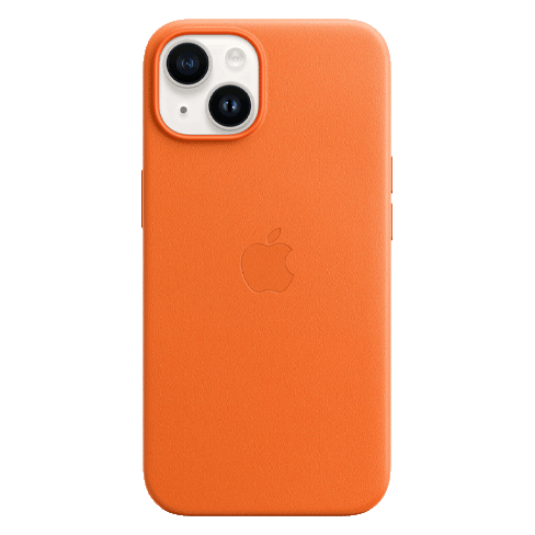 Apple iPhone 14 aizsargvāciņš (Leather Case with MagSafe) Oranžs 1 img.