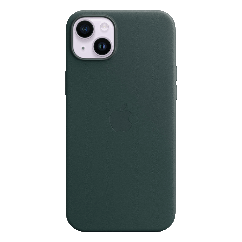 Apple iPhone 14 Plus aizsargvāciņš (Leather Case with MagSafe) Tumši zaļš 1 img.