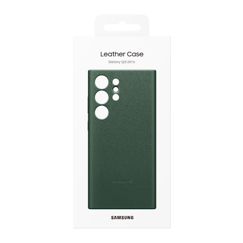 Samsung Galaxy S23 Ultra aizsargvāciņš (Leather Cover) Tumši zaļš 6 img.