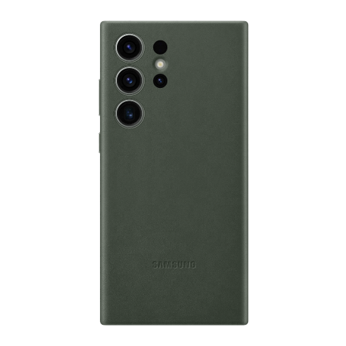 Samsung Galaxy S23 Ultra aizsargvāciņš (Leather Cover) Tumši zaļš 1 img.