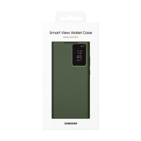 Samsung Galaxy S23 Ultra aizsargvāciņš (Smart View Wallet Case) Tumši zaļš 6 img.