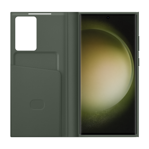 Samsung Galaxy S23 Ultra aizsargvāciņš (Smart View Wallet Case) Tumši zaļš 1 img.