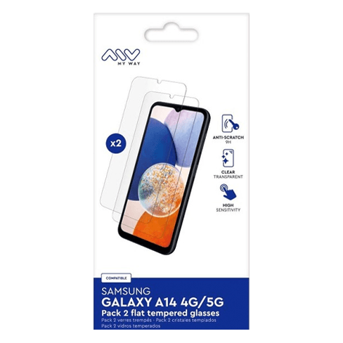 My Way Samsung Galaxy A14/A14 5G aizsargstikliņš 2 gab. (Tempered 2D Screen Glass) Caurspīdīgs 2 img.