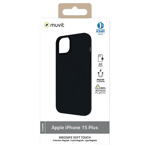 Muvit Apple iPhone 15 Plus MagSafe чехол (Soft Touch Cover) Чёрный 6 img.