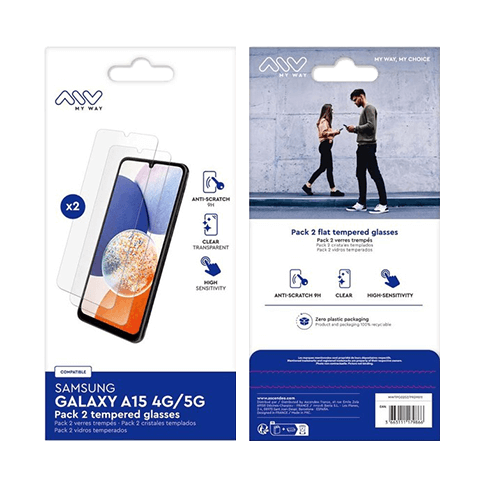 My Way Samsung Galaxy A15 4G/A15 5G защитное стекло (Pack 2 Tempered Glass) Прозрачный 2 img.