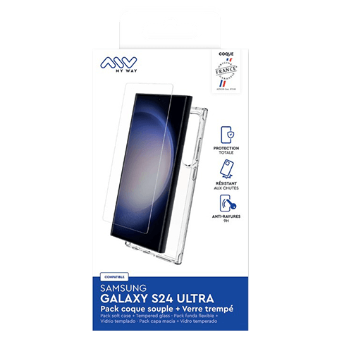 My Way Samsung Galaxy S24 Ultra aizsargvāciņš (Pack Soft Cover + 2D Screen Glass) Caurspīdīgs 3 img.