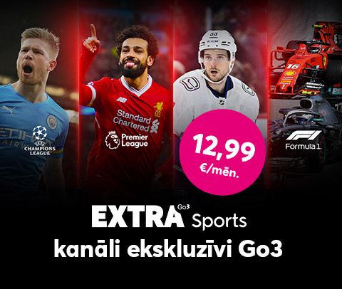 Skaties pasaules aktuālākās sporta tiešraides jaunajā Extra Sports tematiskajā pakā ekskluzīvi Go3 tikai par 12,99 eiro mēnesī