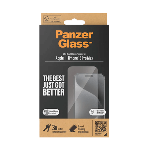 PanzerGlass Apple iPhone 15 Pro Max aizsargstikliņš (Ultra-Wide EasyAligner Glass) Caurspīdīgi melns 4 img.
