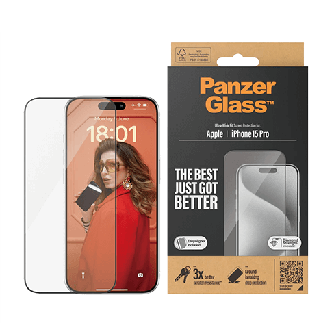 PanzerGlass Apple iPhone 15 Pro aizsargstikliņš (Ultra-Wide EasyAligner Glass) Caurspīdīgi melns 3 img.
