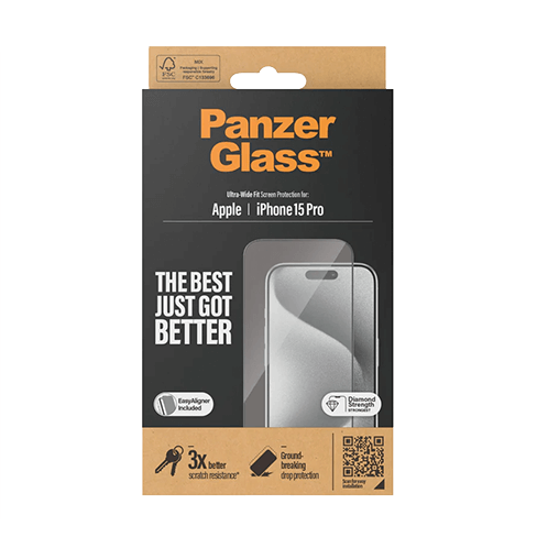 PanzerGlass Apple iPhone 15 Pro aizsargstikliņš (Ultra-Wide EasyAligner Glass) Caurspīdīgi melns 4 img.