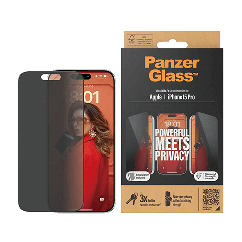 PanzerGlass Apple iPhone 15 Pro защитное стекло (Ultra-Wide Fit Privacy Glass) Прозрачно-черный 3 img.