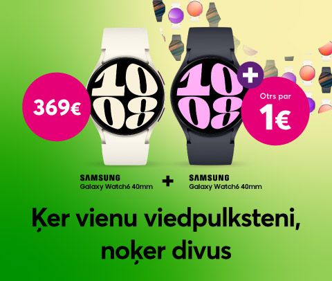 Pērkot Samsung Galaxy Watch6 par 369 eiro mēnesī, otrs Watch6 par 1 eiro