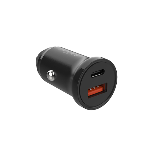 Fixed 20 W Car charger | USB-C/USB Melns 1 img.