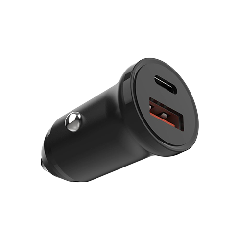 Fixed 20 W Car charger | USB-C/USB Melns 2 img.