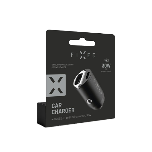 Fixed 30 W Car Charger | USB-C/USB Melns 5 img.