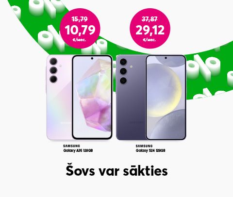 Телефоны серии Samsung Galaxy по акционным ценам - A35 за 10,79 евро в месяц и S24 за 29,12 евро в месяц