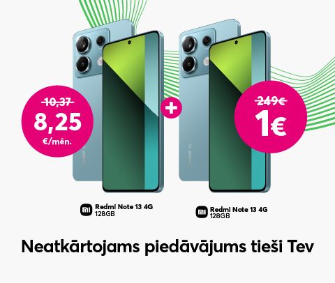 Iegādājies vienu Xiaomi Redmi Note 13 4G 128 GB tikai par 198 eiro un otru tādu pašu saņem tikai par 1 eiro