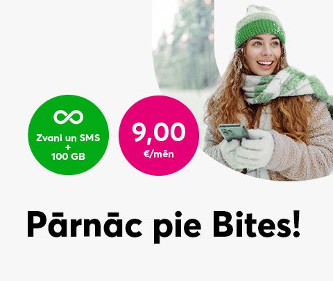 Tarifu plāns Bite 100 GB par 9 eiro mēnesī