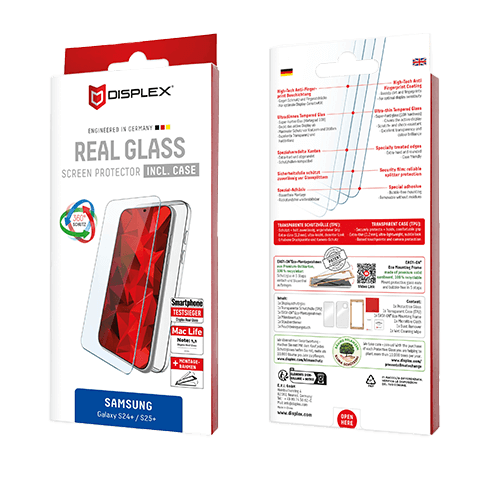 Displex Samsung Galaxy S25+/S24+ aizsargstikliņš (Real Screen Glass + Case) Caurspīdīgs 4 img.