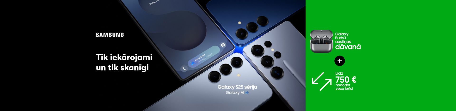 Samsung Galaxy S25 sērijas jaunie telefoni ar Buds3 bezvadu austiņām dāvanā