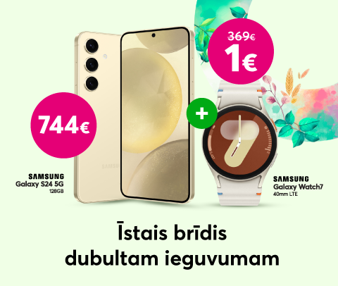 Pērc Samsung Galaxy S24 par 744 eiro un saņem Samsung Galaxy Watch7 par 1 eiro