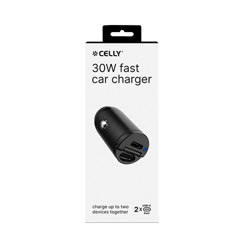 Celly USB-C Car charger | 30W Melns 3 img.