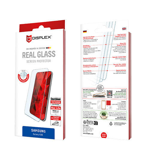 Displex Samsung Galaxy A36 aizsargstikliņš (Real Screen Glass) Caurspīdīgs 4 img.