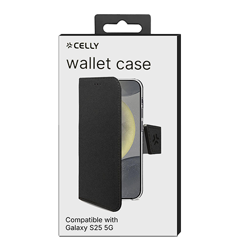 Celly Samsung Galaxy S25 5G aizsargvāciņš (Wally Wallet Case) Melns 5 img.