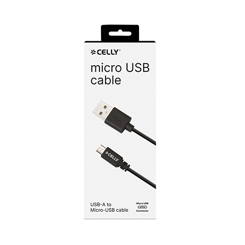Celly USB-A to Micro USB | 12W Melns 1 img.