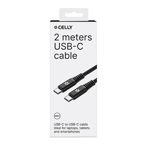Celly USB-C to USB-C | 100W Melns 2 img.