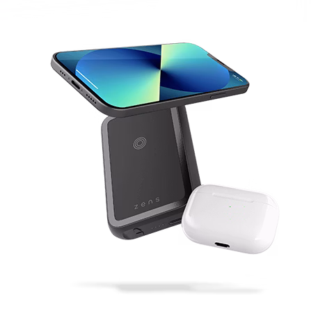 Zens Magnet Wireless Powerbank Kickstand and Qi TX | 4000 mAh Melns 3 img.