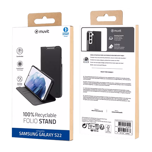 Muvit Samsung Galaxy S22 чехол (Folio Case) Чёрный 3 img.