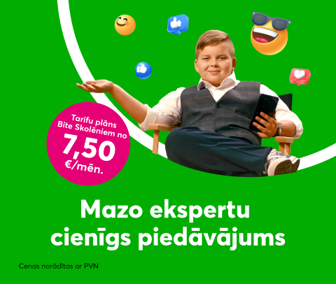 Pieslēdz tarifu plānu Bite skolēniem sākot ar 7,50 eiro mēnesī.
