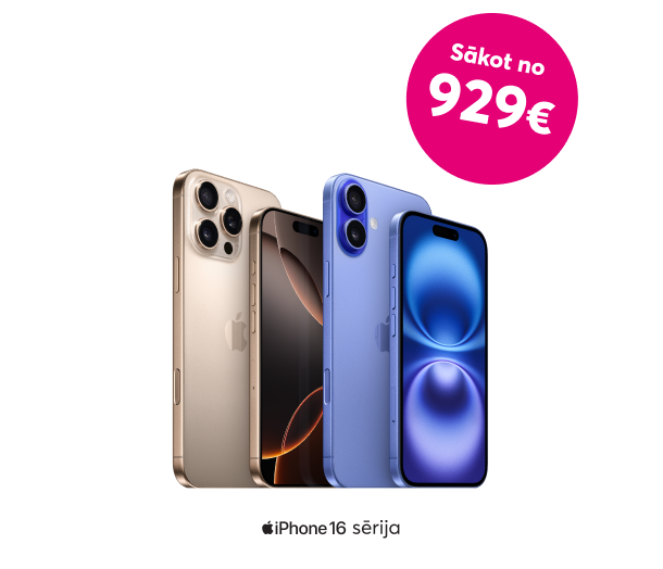 Pērc Apple IPhone 16 par 25,80 eiro/mēn. līdzšinējo 27,47 eiro mēnesī vietā vai Apple iPhone 16 PRO 128 GB par 33,30 eiro mēnesī līdzšinējo 34,97 eiro mēnesī vietā