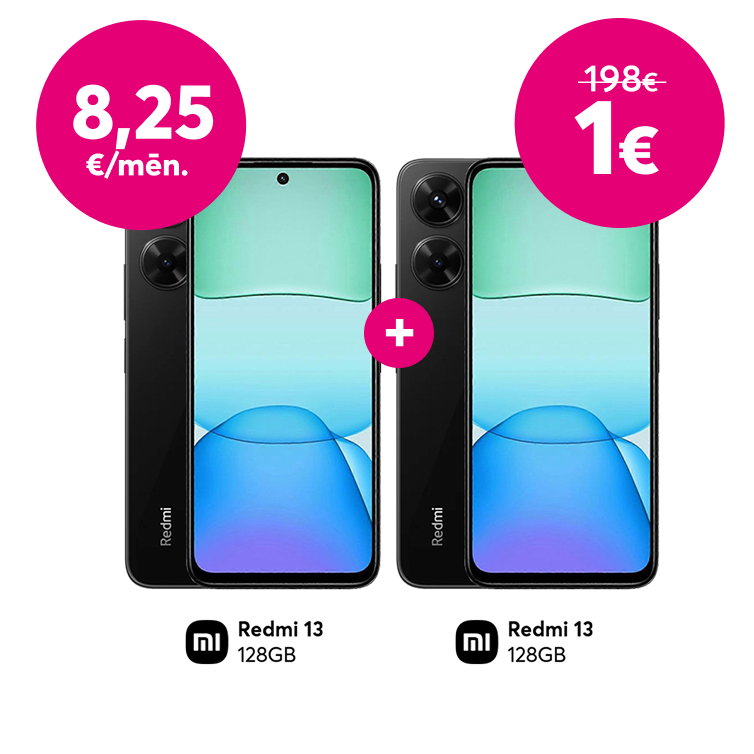 Pērc Xiaomi Redmi 13 128 GB tikai par 8,25 eiro mēnesī un saņem Xiaomi Redmi 13 128 GB tikai par 1 eiro