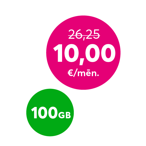 Tarifu plāns Bite 100 GB par akcijas cenu 10 euro mēnesī.