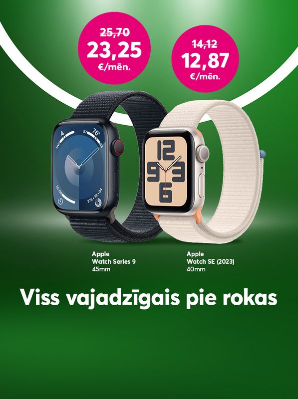 Apple Watch Series 9 viedpulksteņi sākot no 12,87 eiro mēnesī