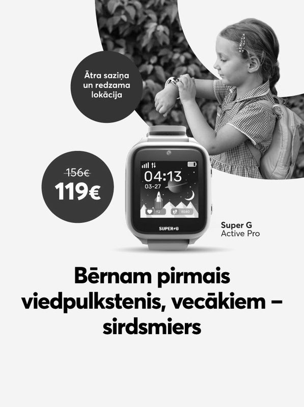 Pērc Super G Active Pro viedpulksteni bērnam par 119 eiro līdzšinējo 156 eiro vietā