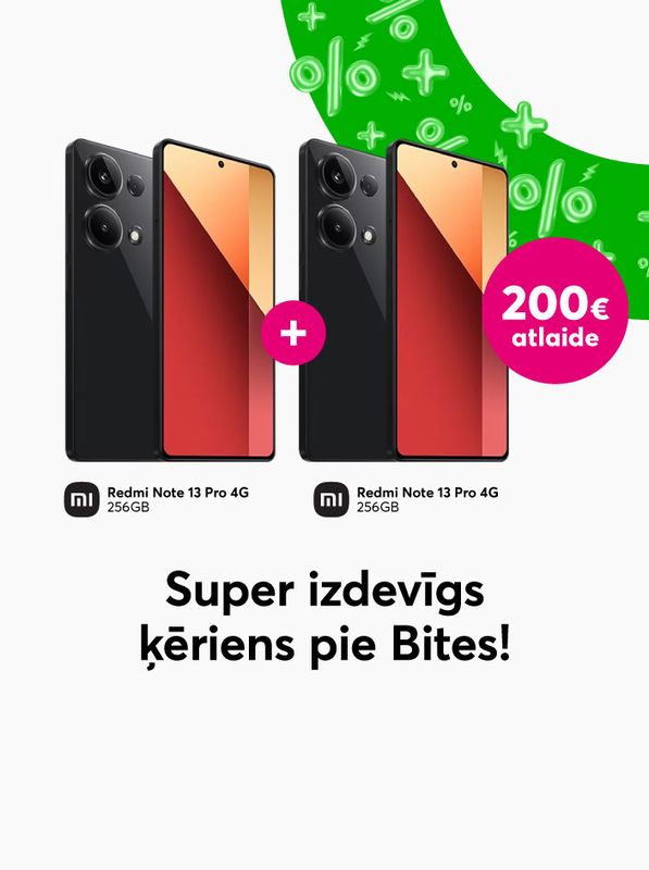 Pērkot vienu Redmi Note 13 Pro telefonu, otrs ar 200 eiro atlaidi