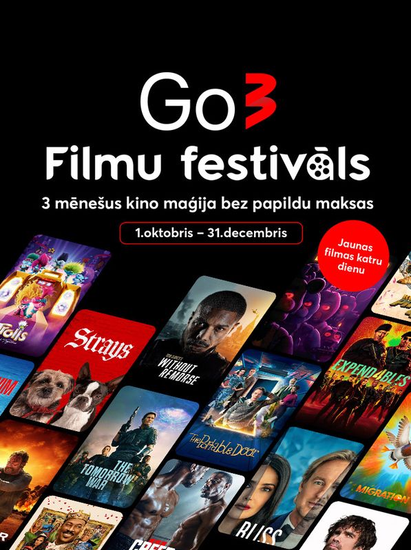 Go3 Filmu festivāls - 3 mēnešus kino maģija bez papildu maksas