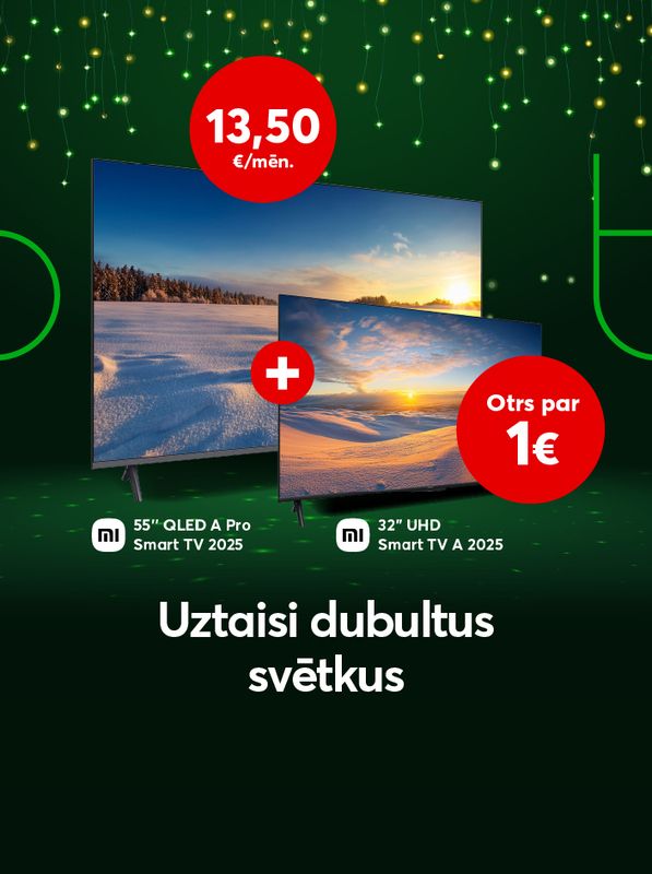 Pērkot Xiaomi 55 collu QLED televizoru, otrs tāds pats 32 collu televizors, komplektā par tikai 1 eiro