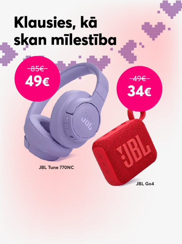 Pērc JBL Tune 770NC austiņas par 49 eiro līdzšinējo 85 eiro vietā, vai JBL Go4 bezvadu skaļruni par 34 eiro līdzšinējo 49 eiro vietā