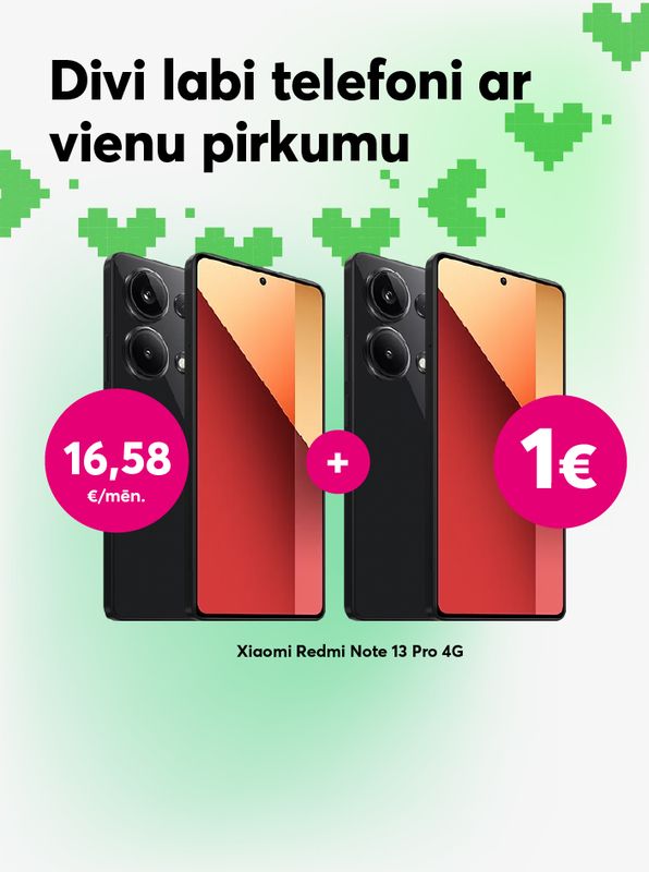 Pērkot vienu Xiaomi Redmi Note 13 Pro, otrs komplektā par 1 eiro