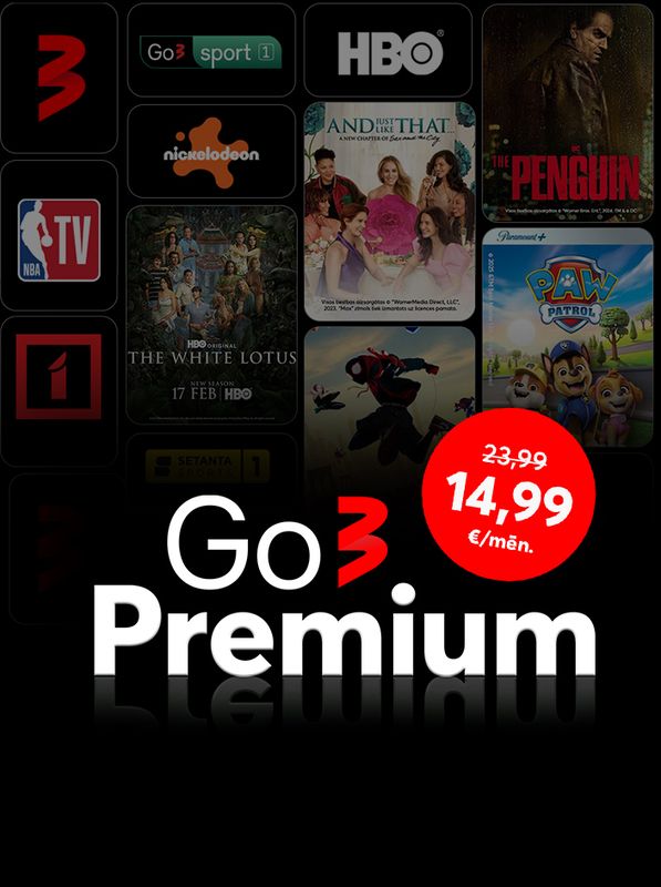 Jaunums! Go3 Premium satura paka ar atlaidi par 14,99 eiro mēnesī