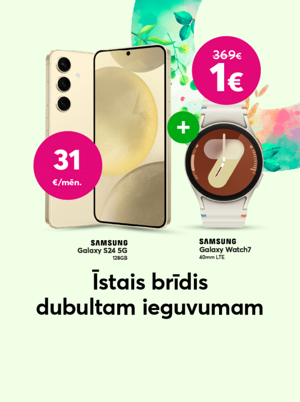 Pērc Samsung Galaxy S24 par 744 eiro un saņem Samsung Galaxy Watch7 par 1 eiro