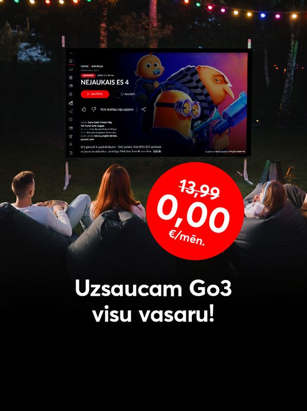 Pieslēdz Go3 pie Bites un baudi labāko TV saturu visai ģimenei – 4 mēnešu ar 100% atlaidi