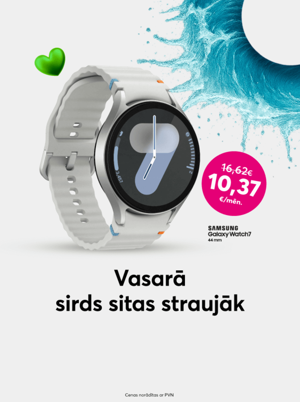 Pērc viedpulksteni Samsung Galaxy Watch 7 44 mm tikai par 249 eiro iepriekšējo 399 eiro vietā. 