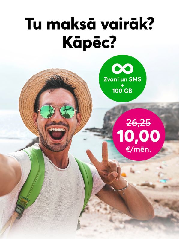 Izmanto lielisko 40% atlaidi! Nepārmaksā - tikai 10,00 €/mēn.