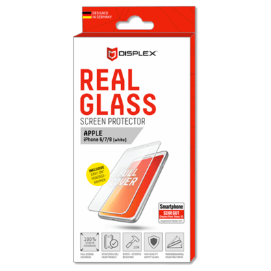 Apple iPhone 6/6S/7/8 aizsargstikliņš (Displex Real Glass 3D White) | Bite
